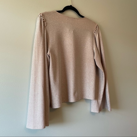 Express Long Sleeve Shimmer Draped Blouse - Picture 5 of 7